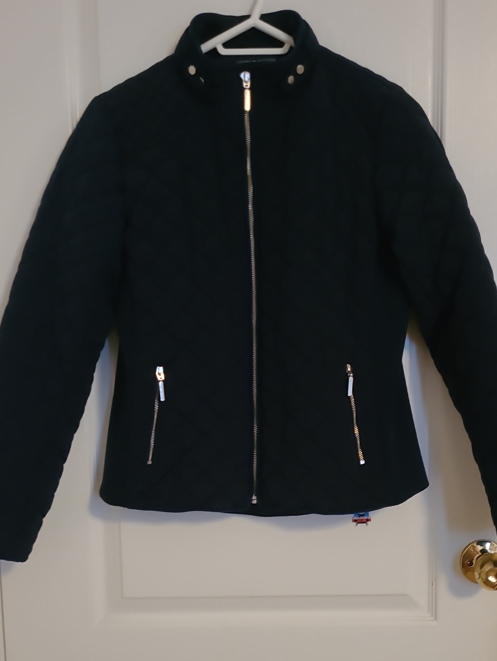 Tommy Hilfiger Navy Blue Quilted Zip-Front  Jacket